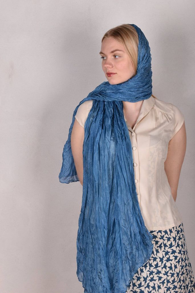 Crush. Large silk shawl.  Col: "Blue" - Tone Barker Silk