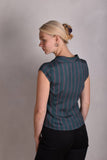 Sif. Short sleeve stretch silk blouse "Summer-Stripes"