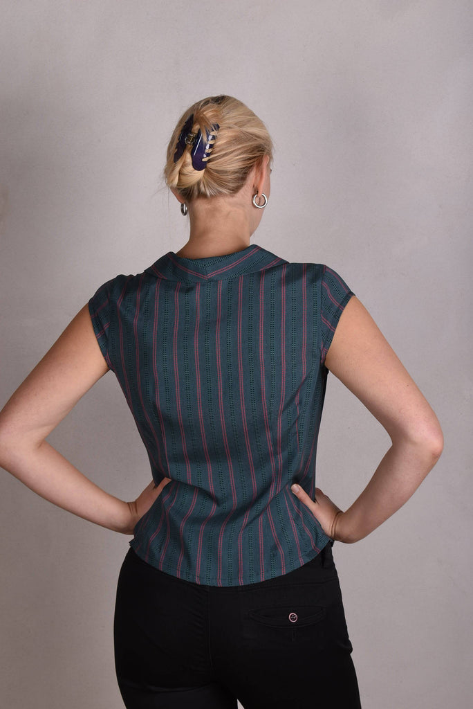 Sif. Short sleeve stretch silk blouse "Summer-Stripes" - Tone Barker Silk