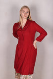 Thrifty. Shirt dress in stretch silk crepe satin (Red)