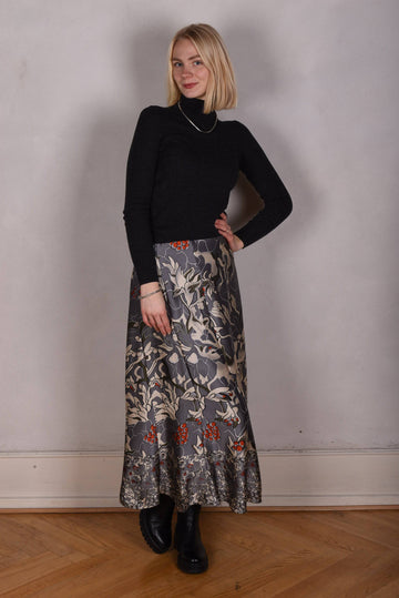 Monamax, Silk skirt in 100% Silk satin. Col.: Greygoda - Tone Barker Silk