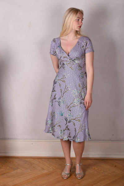 Margiella - reversible short sleeve silk dress print "Greeting Rose/Ligard"