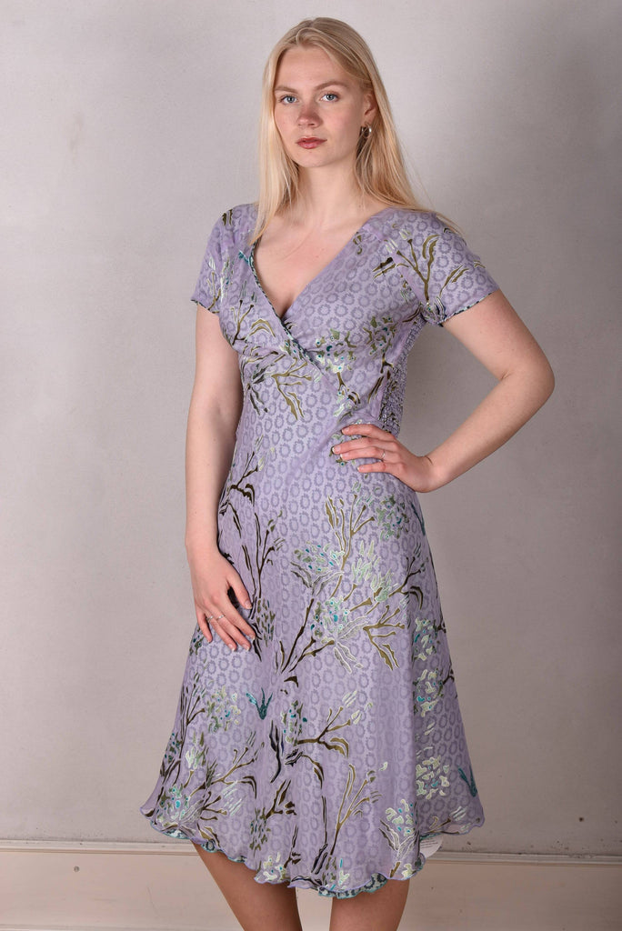 Margiella - reversible short sleeve silk dress print "Greeting Rose/Ligard"