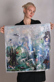 Artist Scarf. Silk Satin 70X70 cm. "Angel, Silver"