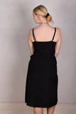 Feodora. Silk stretch crepe "slip" dress w. adjustable shoulder straps (Black)