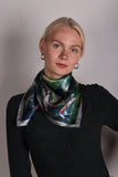 Artist Scarf. Silk Satin 70X70 cm. "Angel, Silver"