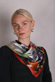 Artist Scarf in 100% Silk  70X70 cm. "Flamenco, Orange"