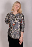 Tesstop, Reversible silk blouse in 2 layers of silk. "Greygoda/darkstridot"