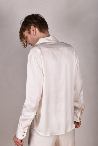 Man-Shirt. Shirt in Stretch Silk (95%silk/5%elastan) Col.: "Off-white"