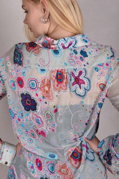 Tamie-Velvet. Classic shirt in  silk/viscose velvet-devoré