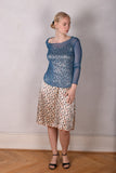 Nuette. Long sleeve blouse in 100% silk net (mesh) Nublue