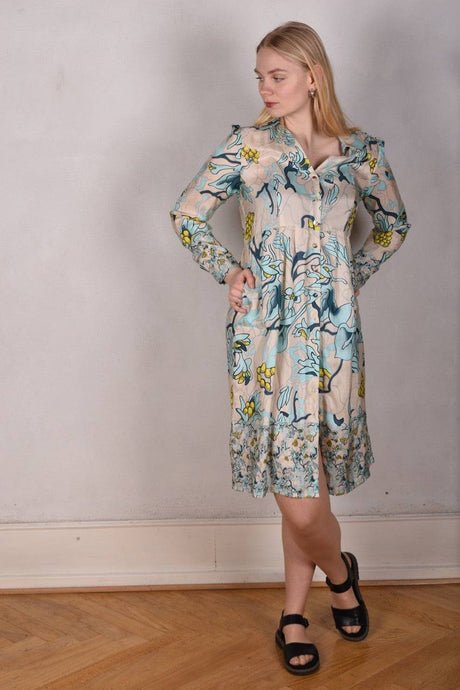 Hennie. Shirt-dress in 100% Habotai silk. Long sleeves - Tone Barker Silk
