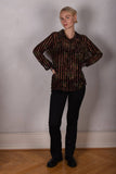 Tamie-Velvet. Classic shirt in  silk/viscose velvet-devoré "Strigreen"