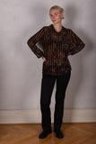 Tamie-Velvet. Classic shirt in  silk/viscose velvet-devoré "Strigreen"
