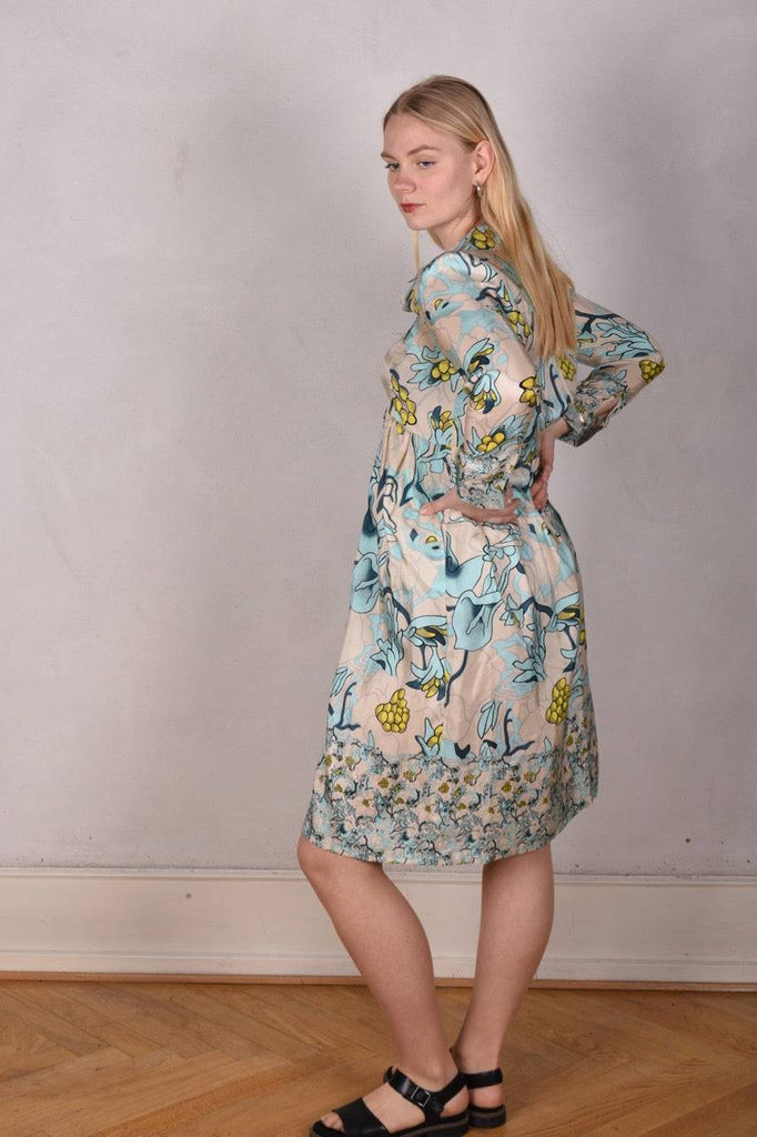 Hennie. Shirt-dress in 100% Habotai silk. Long sleeves - Tone Barker Silk