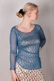 Nuette. Long sleeve blouse in 100% silk net (mesh) Nublue