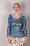 Nuette. Long sleeve blouse in 100% silk net (mesh) Nublue