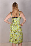 Feodora-print. Silk stretch crepe dress w. adjustable shoulder straps (Basket)