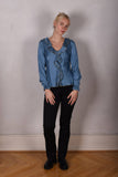 Palma - Silk shirt with frill,  "Blue"