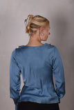 Palma - Silk shirt with frill,  "Blue"