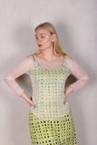 Nuette. Long sleeve blouse in 100% silk net (mesh) "Off-white"