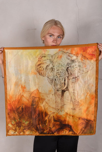 Artist Scarf. Silk Satin 70X70 cm. Boje Barker "Copper"