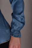 Palma - Silk shirt with frill,  "Blue"