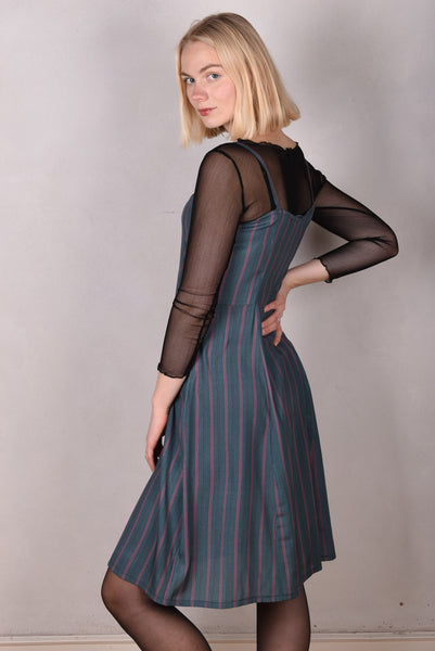 My-Midi. Stretch silk "slip"dress with shoulder straps. "Summer-Stripe"