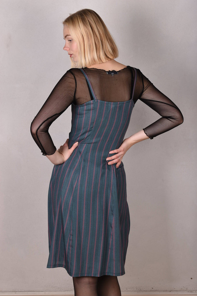 My-Midi. Stretch silk "slip"dress with shoulder straps. "Summer-Stripe" - Tone Barker Silk