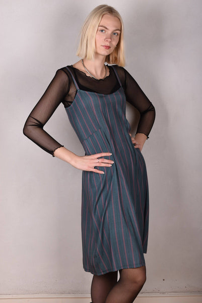 My-Midi. Stretch silk "slip"dress with shoulder straps. "Summer-Stripe"