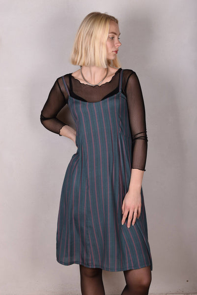 My-Midi. Stretch silk "slip"dress with shoulder straps. "Summer-Stripe"
