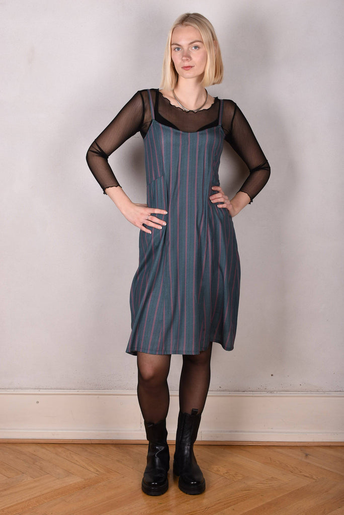My-Midi. Stretch silk "slip"dress with shoulder straps. "Summer-Stripe" - Tone Barker Silk