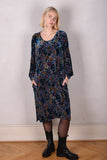 Hidrea-velvet. Silk/viscose dress with pockets and wide sleeves.  