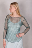 Nuette. Long sleeve blouse in 100% silk net (mesh) Print 