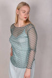 Nuette. Long sleeve blouse in 100% silk net (mesh) Print 