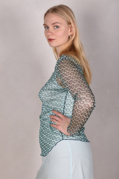 Nuette. Long sleeve blouse in 100% silk net (mesh) Print "Ligard"