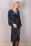 Hidrea-velvet. Silk/viscose dress with pockets and wide sleeves.  