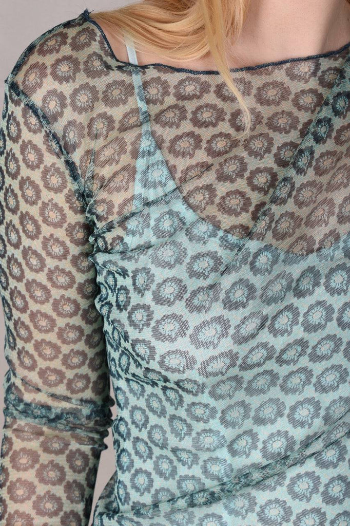 Nuette. Long sleeve blouse in 100% silk net (mesh) Print "Ligard" - Tone Barker Silk