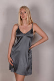 Badie Silk stretch satin slip dress. Col. "Tin"