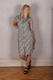 Tifnos. Short sleeve dress in 100% Tussah silk.