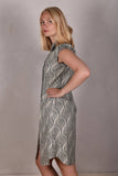 Tifnos. Short sleeve dress in 100% Tussah silk."Kalablack"