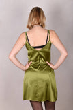 Badie Silk stretch satin slip dress. Col. "Moss Green"