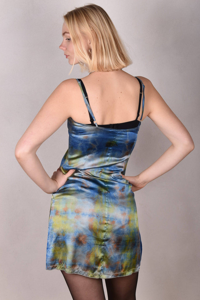 Dorianne. Slipdress in stretch silk. Tie-dye, unique. - Tone Barker Silk