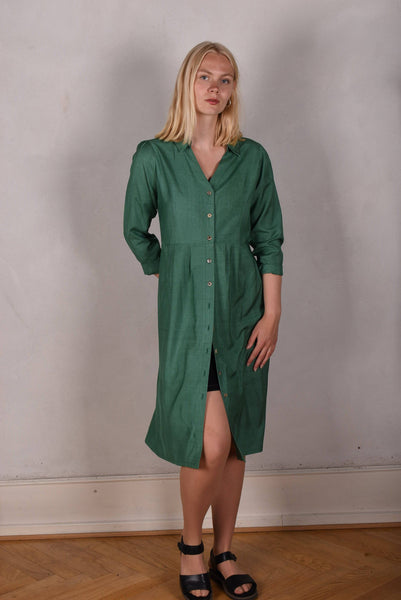 Tennie. Shirt-dress in 100 % Tussah Silk. "Sea-green"