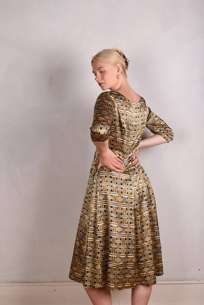 Jane. Stretch Silk midi-length dress with pockets (Tasket)