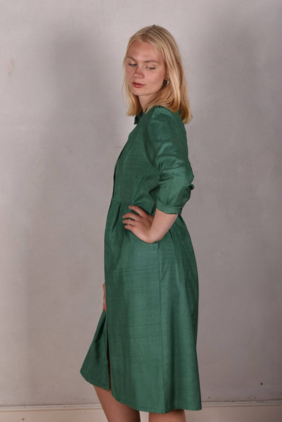 Tennie. Shirt-dress in 100 % Tussah Silk. "Sea-green"