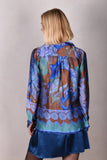 Tamie-satin 100% Silk satin shirt. Print "Blugend"
