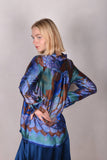 Tamie-satin 100% Silk satin shirt. Print "Blugend"
