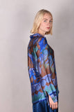 Tamie-satin 100% Silk satin shirt. Print "Blugend"