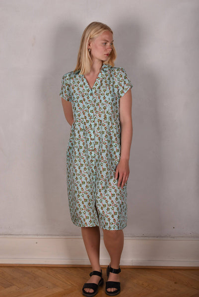 Shennie. Short sleeve shirt-dress in 100% silk Habotai "Nuponais"